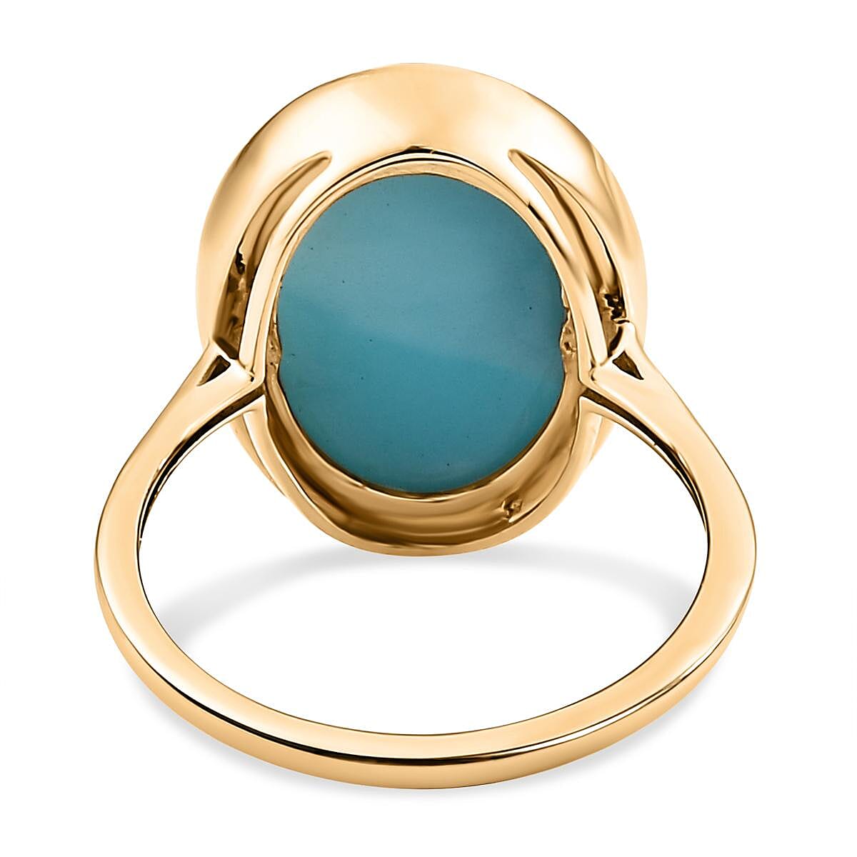9K Yellow Gold Larimar Solitaire Ring 10.00 Ct