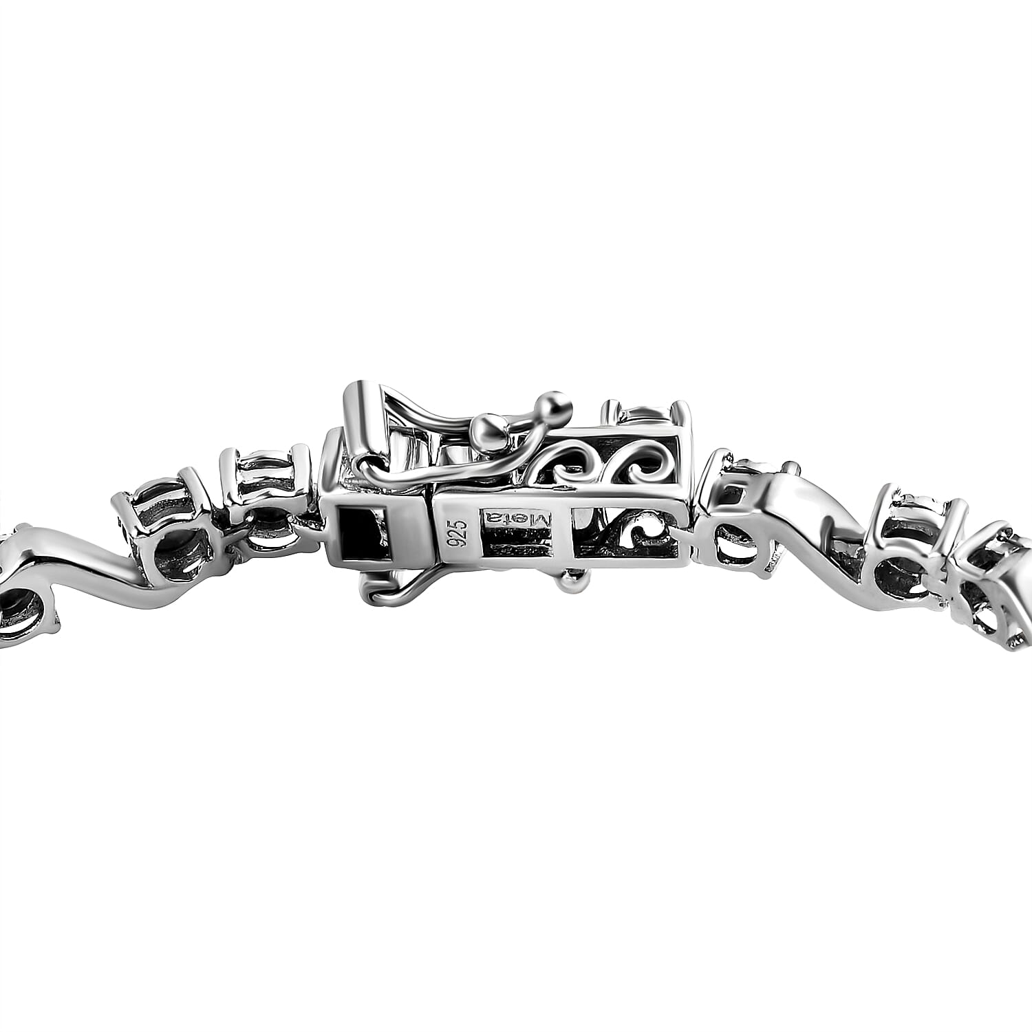Natural Diamond Bracelet (Size - 7.5) in Platinum Overlay Sterling Silver