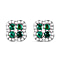 9K White Gold AA Zambian Emerald ,White Diamond Cluster Earring (With Push Back)