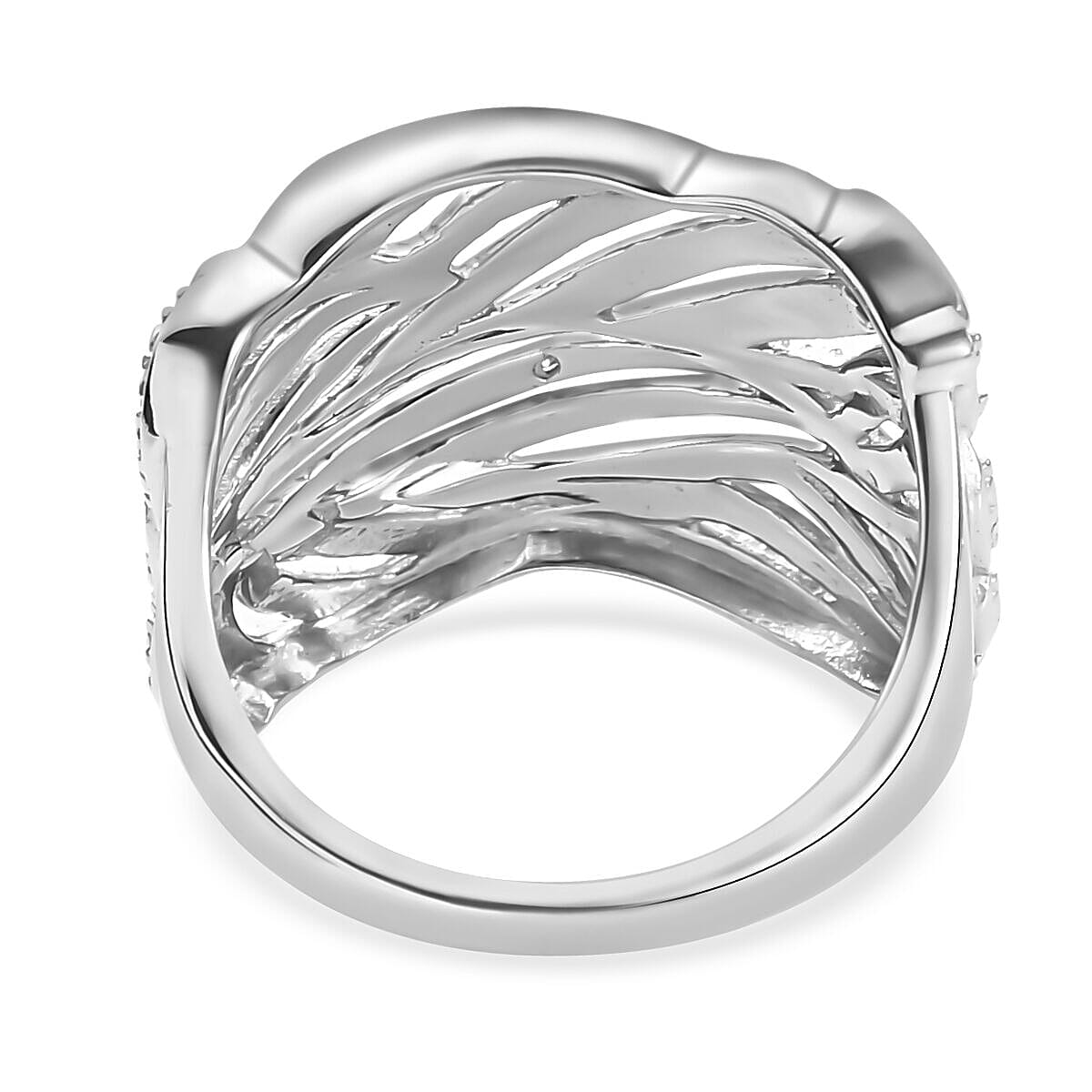 Diamond Criss-Cross Ring in Platinum Overlay and 18K Vermeil Yellow Gold Plated Sterling Silver