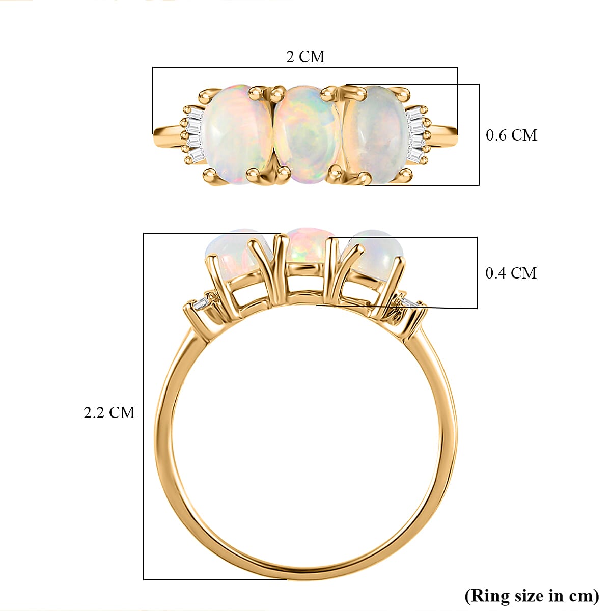 9K Yellow Gold AA Ethiopian Welo Opal and Diamond Ring 1.02 Ct.