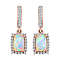 Ethiopian Welo Opal and Natural Cambodian Zircon Dangling Earrings (With Push Back) in Vermeil Rose Gold Plated Sterling Silver 1.55 Ct.