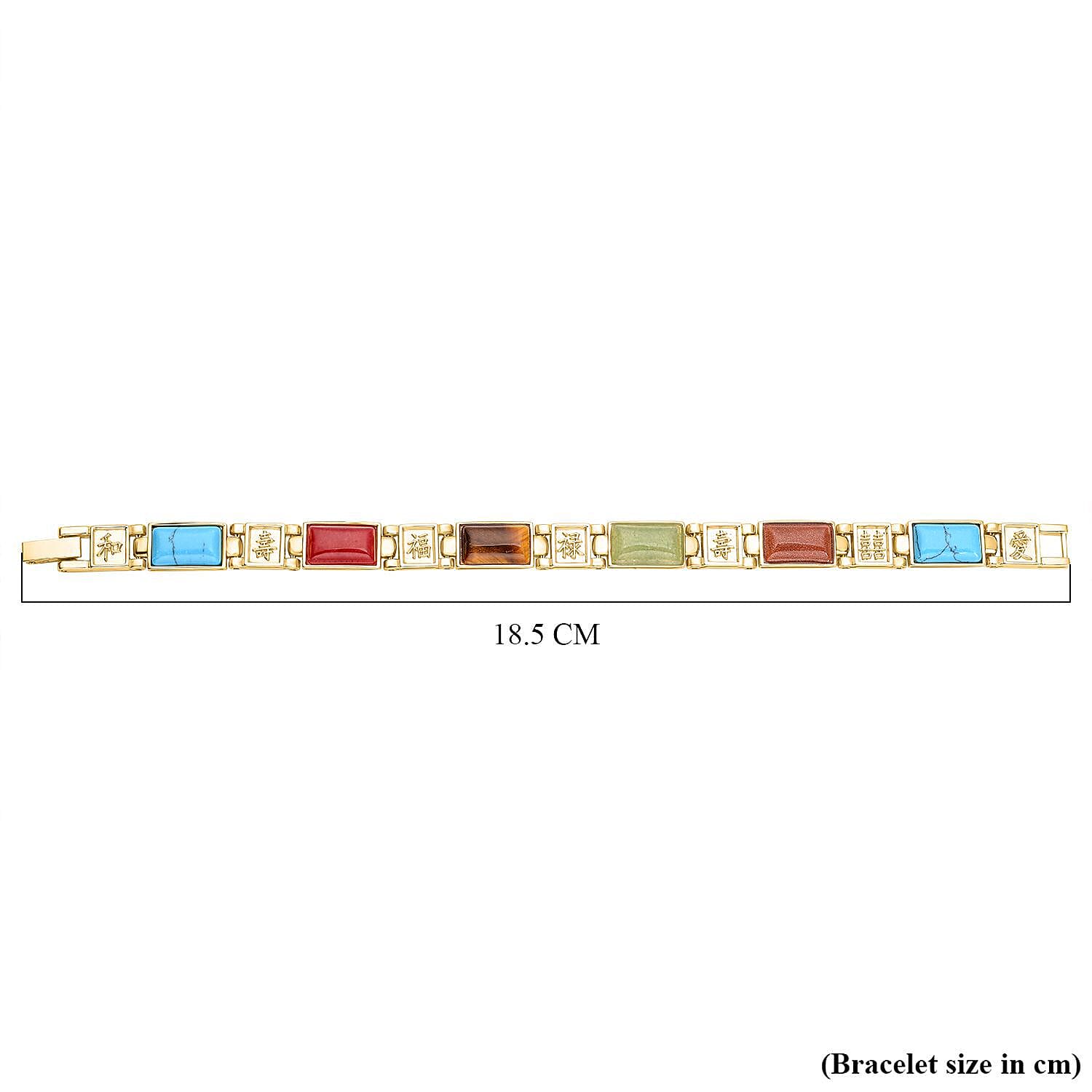 Multi Gemstone Magnetic Bracelet (Size - 7.25) in Yellow Gold Tone