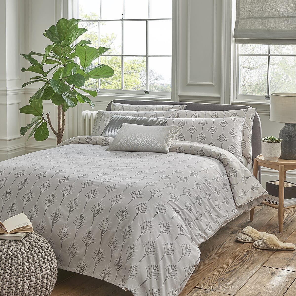 Cotton Bedding Set - Silver