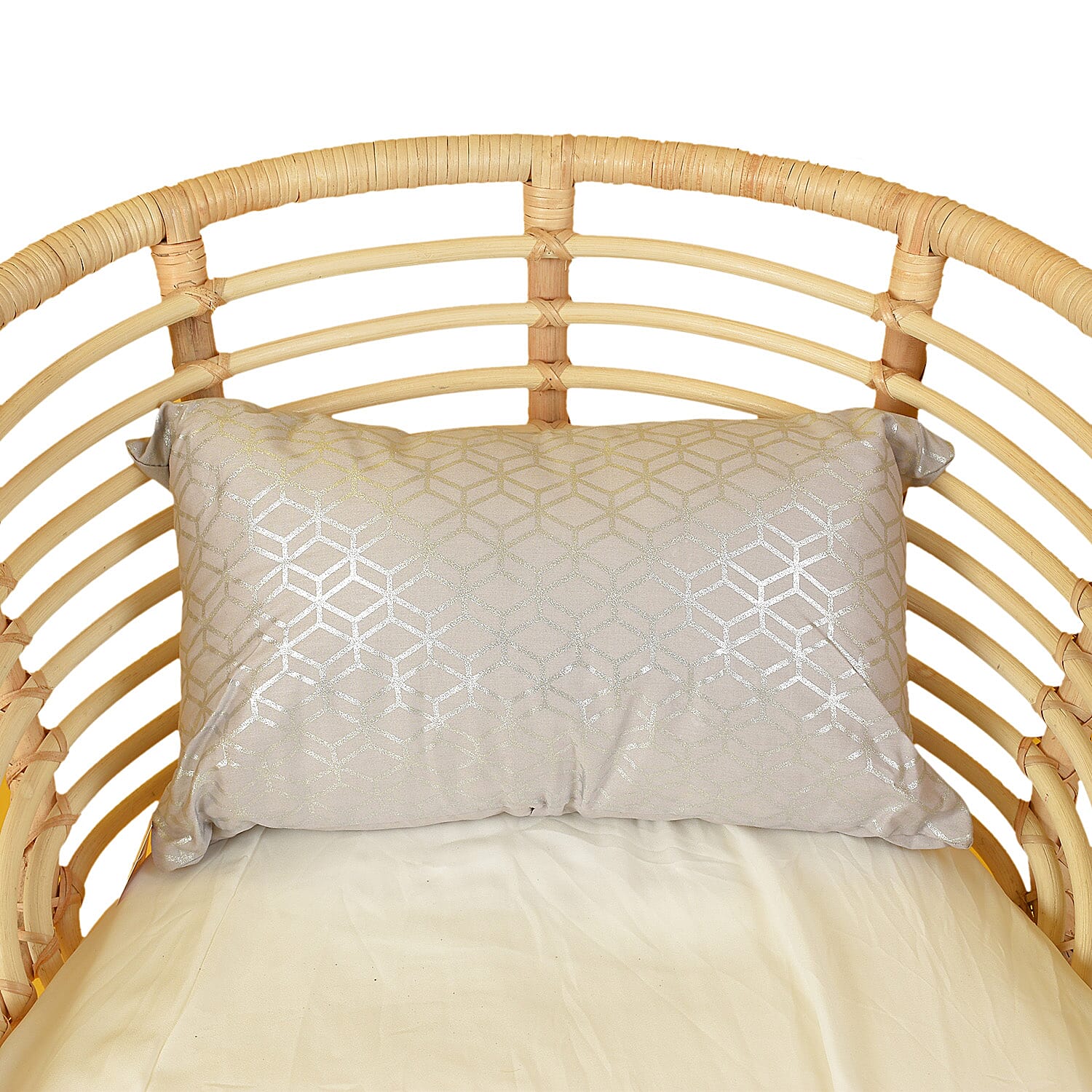 100% Cotton Sateen Gilda Cushion (Size 50x30 Cm) - Silver