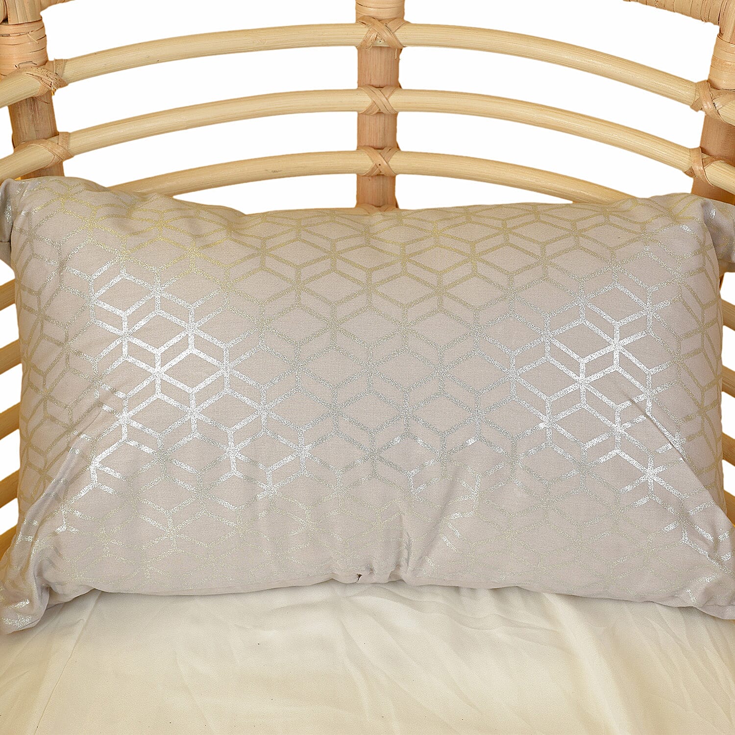 100% Cotton Sateen Gilda Cushion (Size 50x30 Cm) - Silver