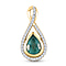 9K Yellow Gold AA Kagem Zambian Emerald and Diamond Pendant 1.15 Ct.