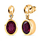 African Ruby Dangling Earrings (With Push Back) in Vermeil Yellow Gold Plated Sterling Silver 3.40 Ct.