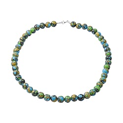 Tucson Special-Green Copper Turquoise Beads Necklace (Size - 20) in Rhodium Overlay Sterling Silver 250.0 Ct.