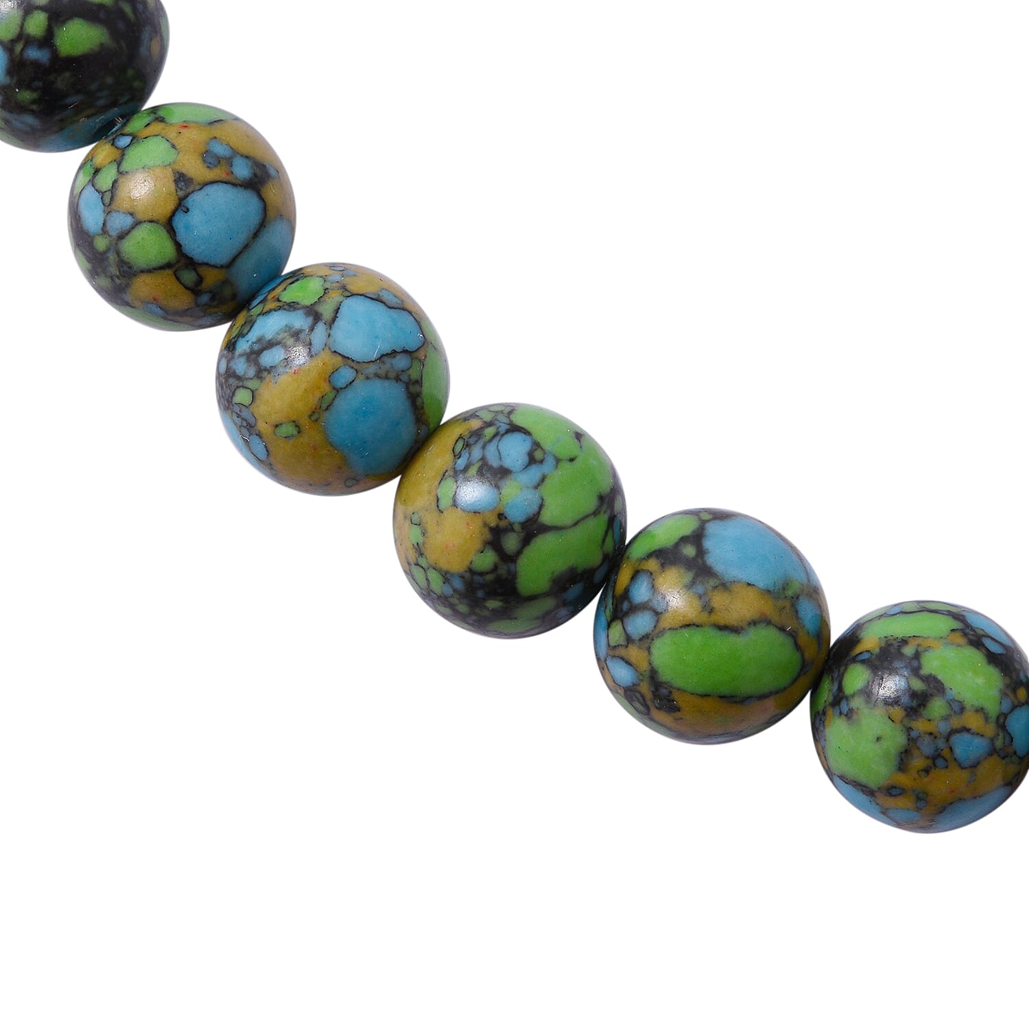 Tucson Special-Green Copper Turquoise Beads Necklace (Size - 20) in Rhodium Overlay Sterling Silver 250.0 Ct.