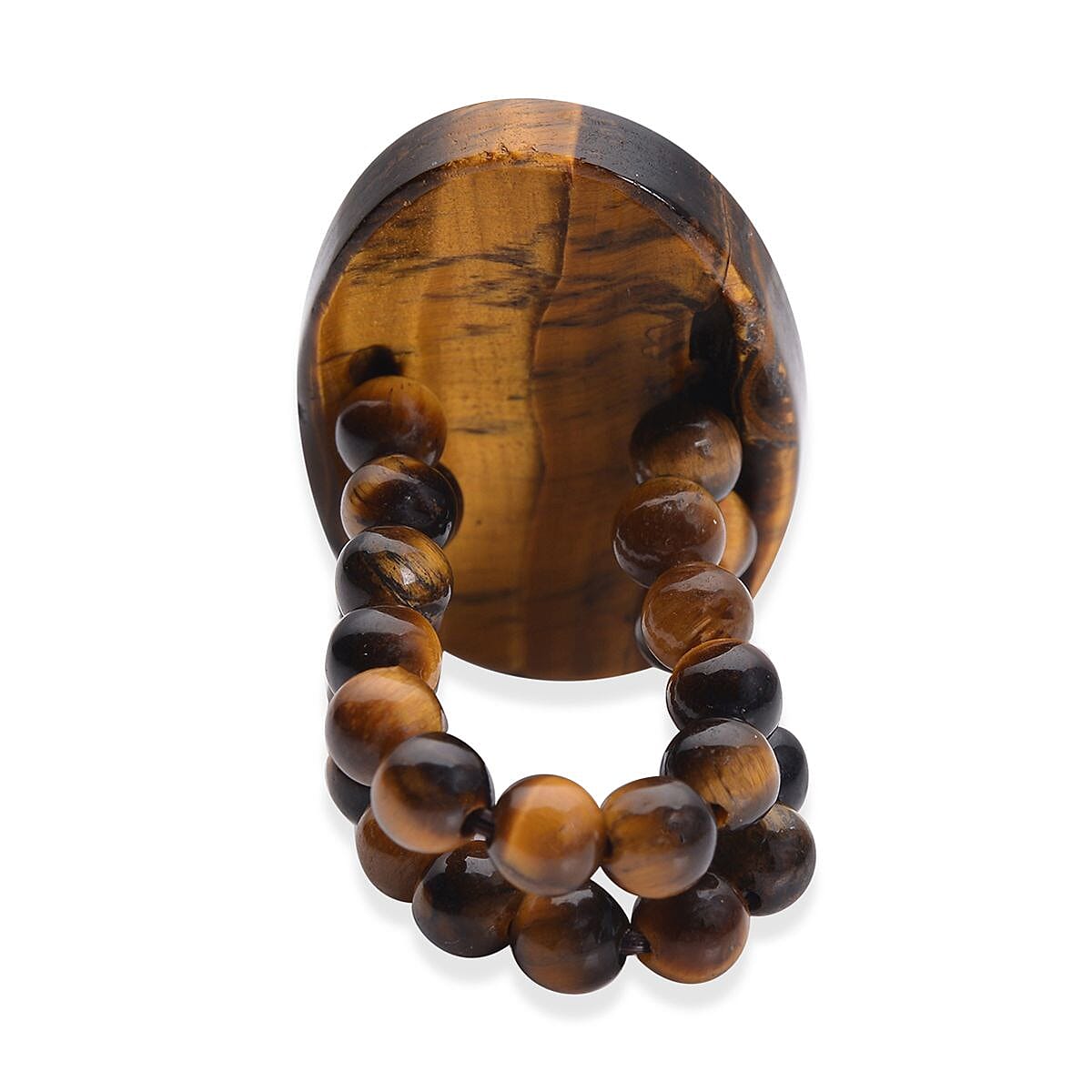 Yellow Tigers Eye Ring (Size L-P Stretchable) 56.00 Ct.