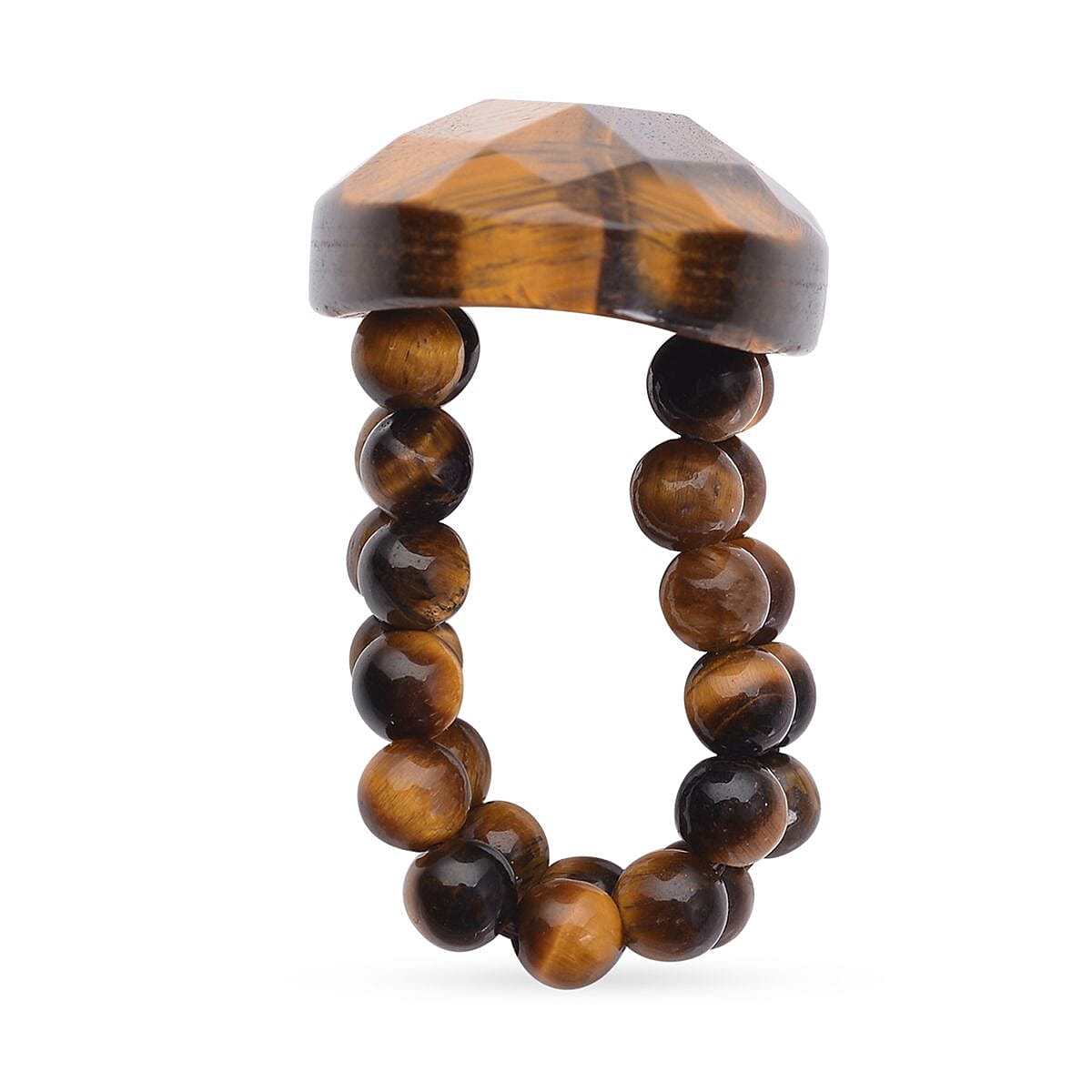 Yellow Tigers Eye Ring (Size L-P Stretchable) 56.00 Ct.