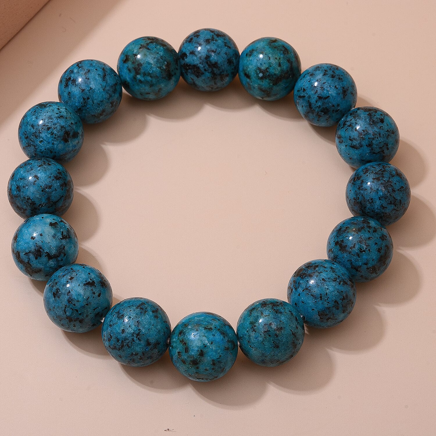Blue Chalcedony Enhanced Ball Beads Stretchable Bracelet (Size 7.5) 100.00 Ct.