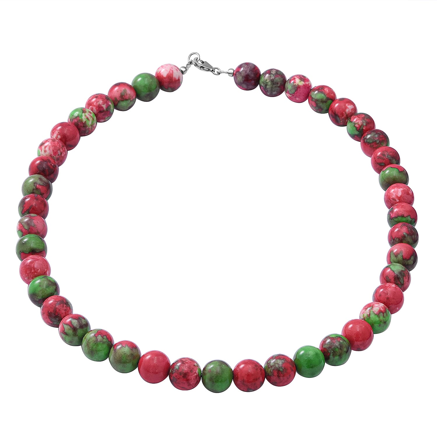 Multi Colour Agate Beads Necklace (Size - 20) with Lobster Clasp in Rhodium Overlay Sterling Silver 300.00 Ct.