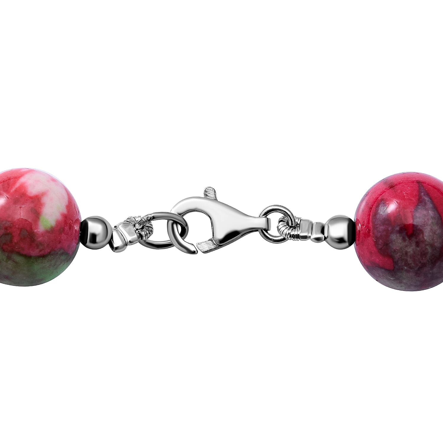 Multi Colour Agate Beads Necklace (Size - 20) with Lobster Clasp in Rhodium Overlay Sterling Silver 300.00 Ct.