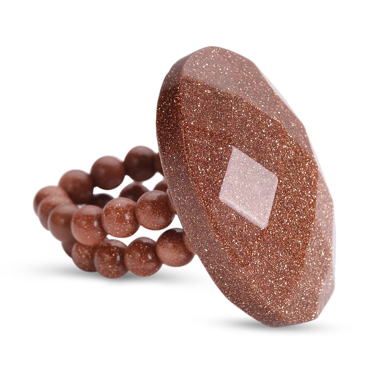 Gold Sandstone Ring (Size P- T Stretchable) 56.00 Ct.