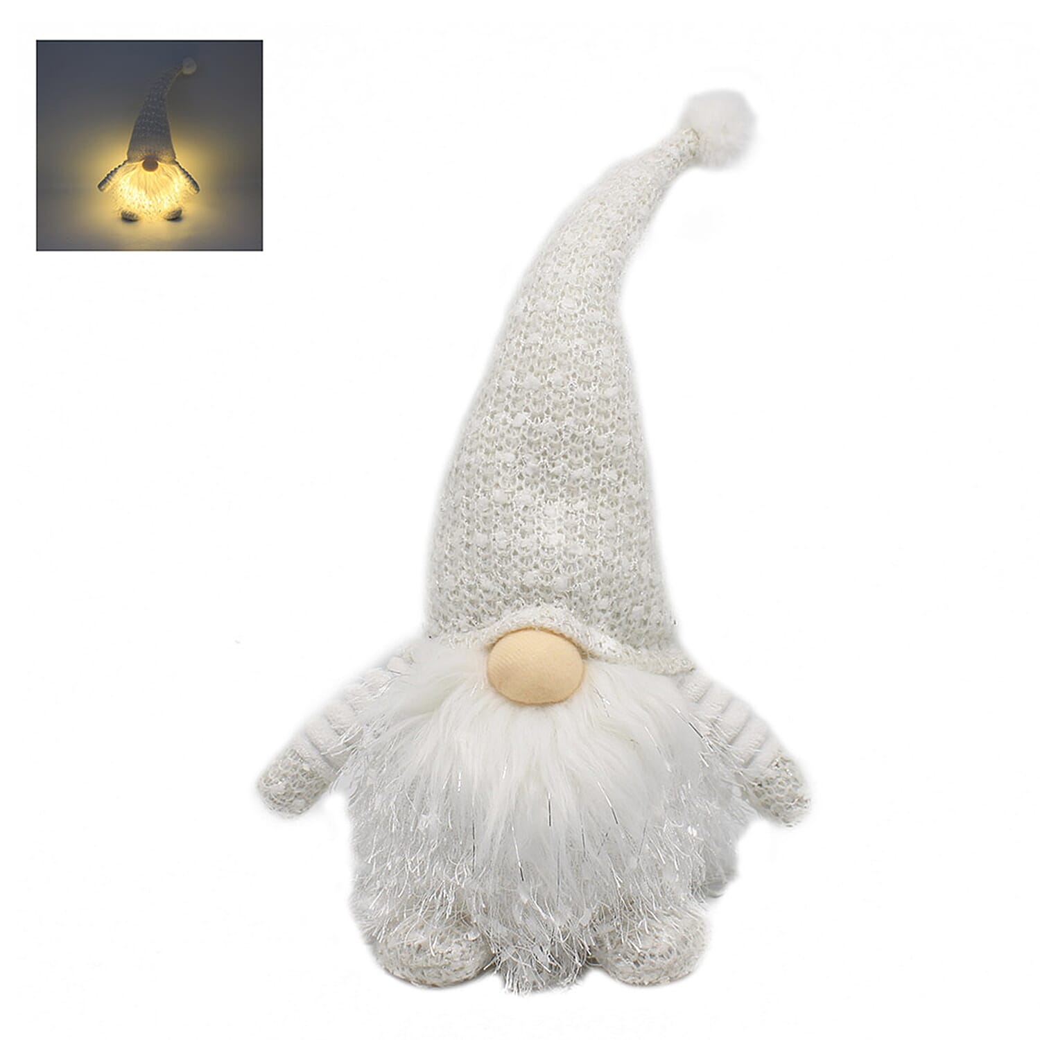 The Leonardo Collection Decorative Gonk with LED Light Body (Size 40 Cm) - White