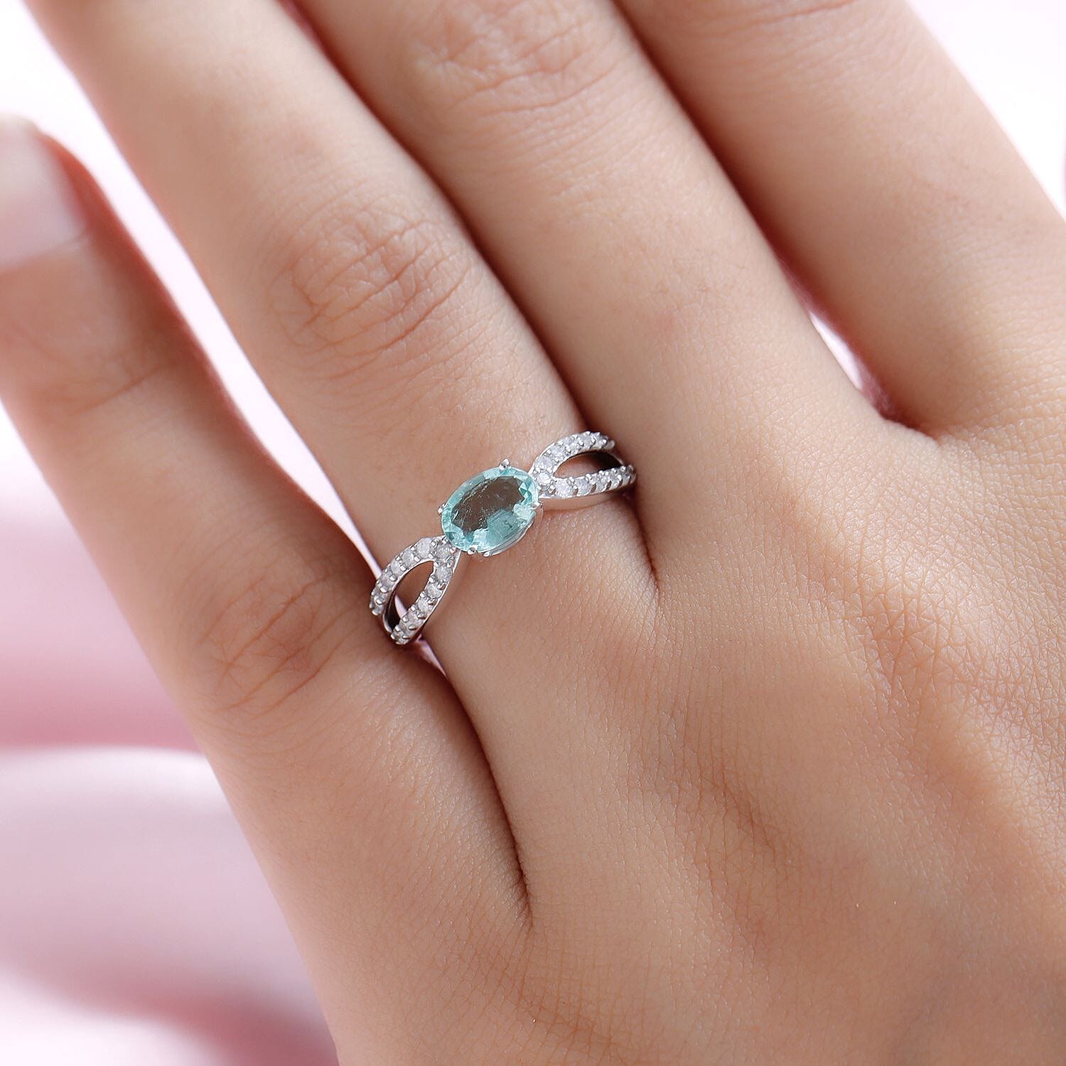 9K White Gold Kagem Zambian Emerald and Diamond Ring 1.00 Ct.