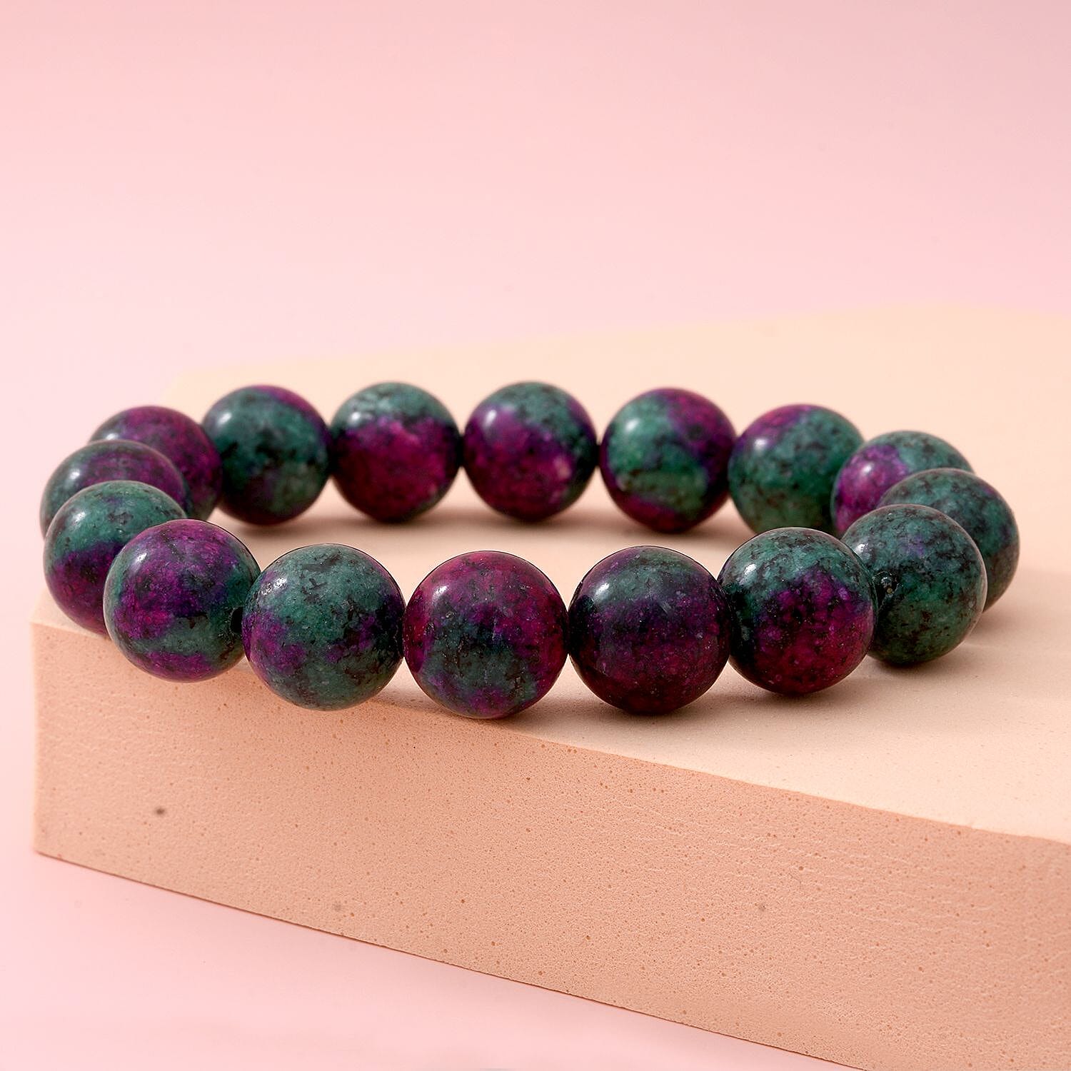 Natural Ruby Zoisite Beads Stretchable Bracelet (Size 7.50) 100.00 Ct.