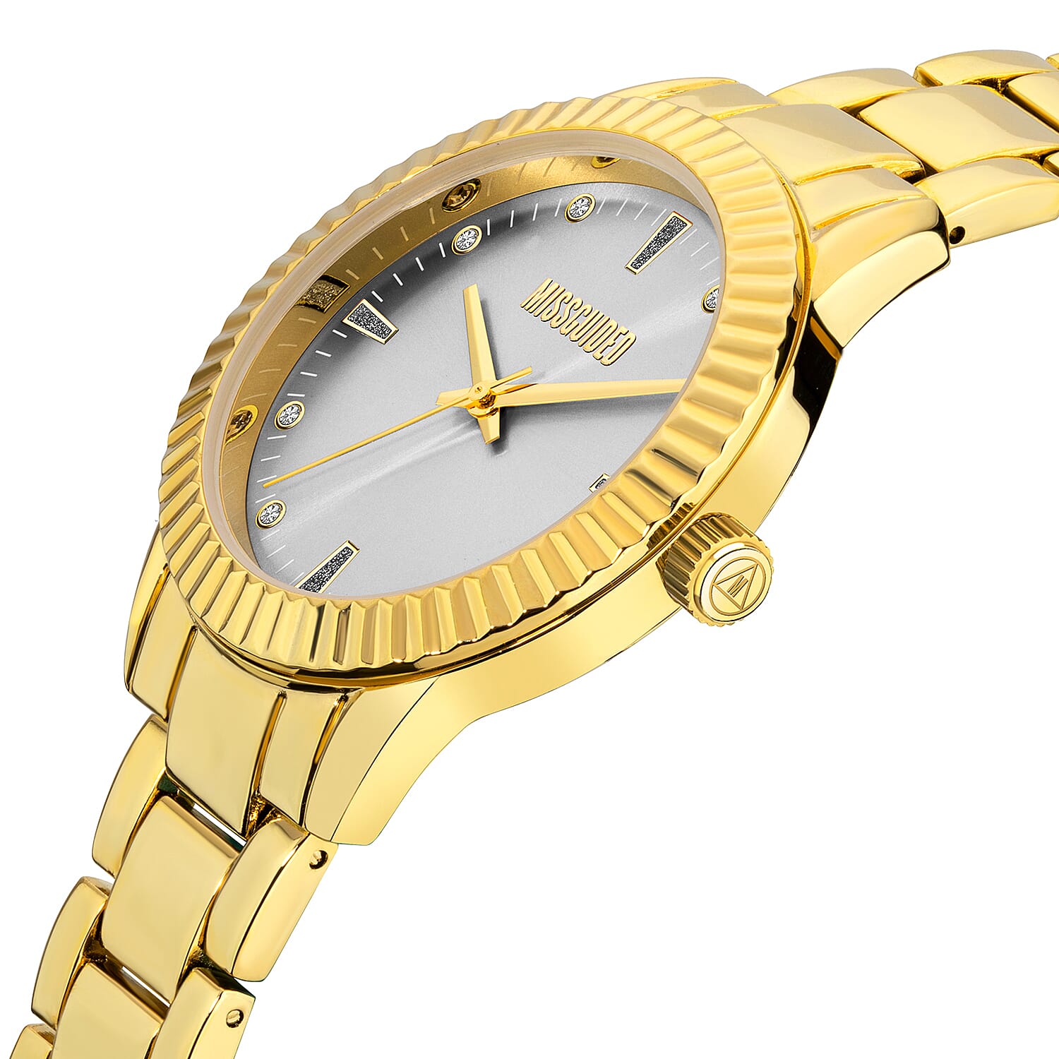MISSGUIDED Grey Dial Watch with Yellow Gold Chain Strap