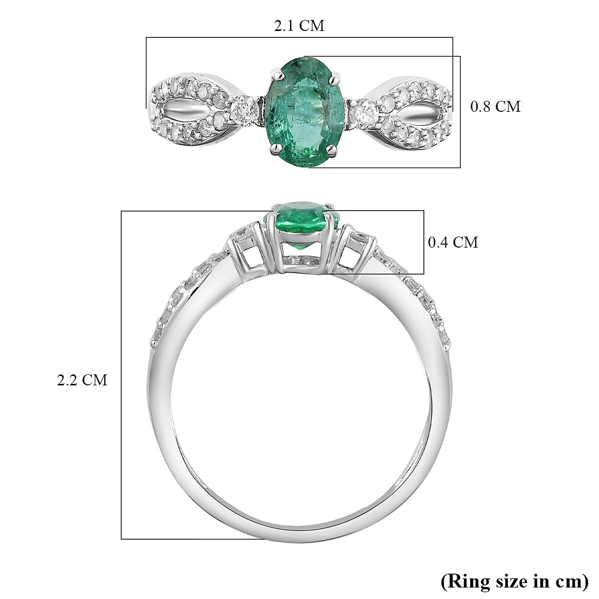 9K White Gold Kagem Zambian Emerald and Diamond Ring 1.01 Ct.