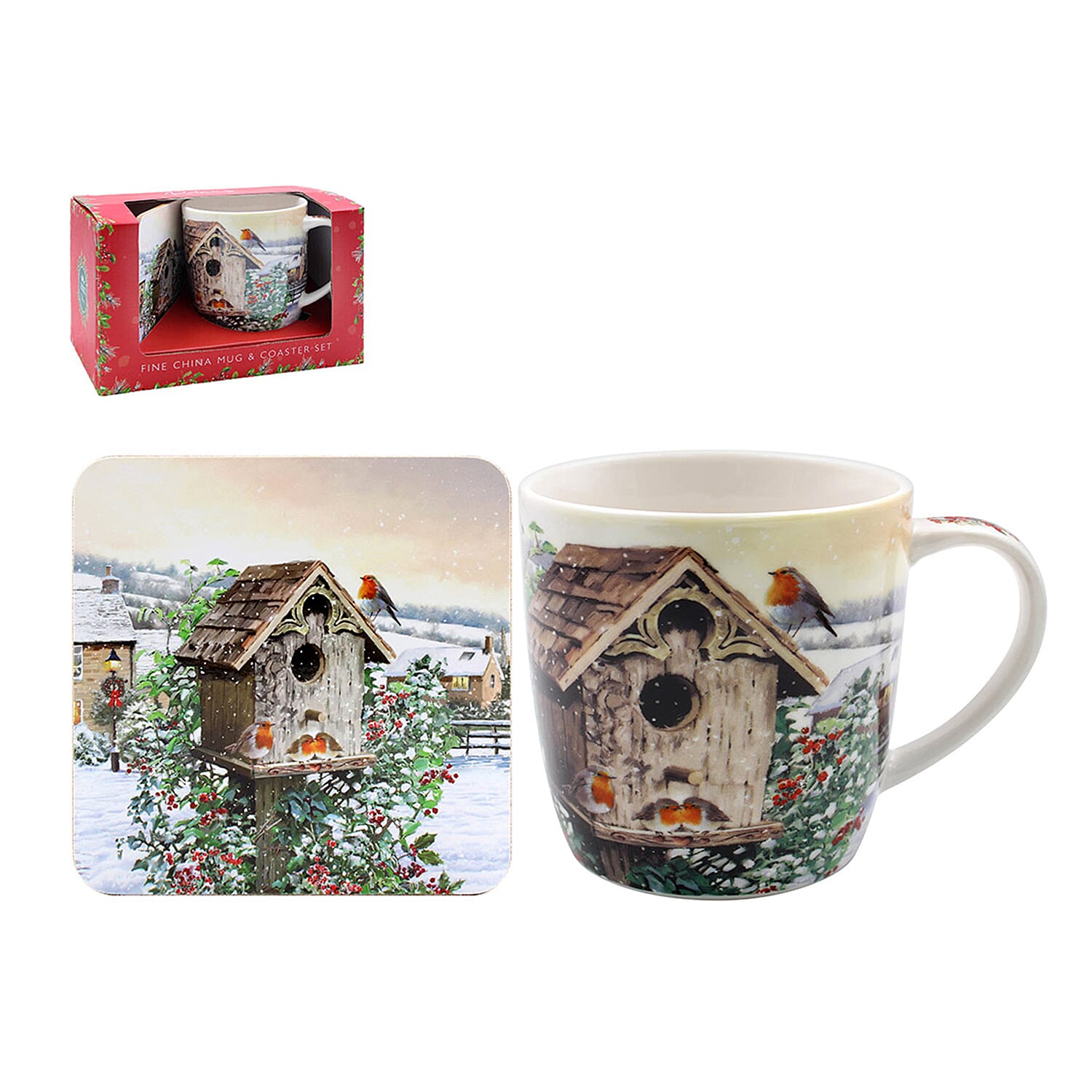 The Leonardo Collection Christmas Robins Mug Coaster Multi