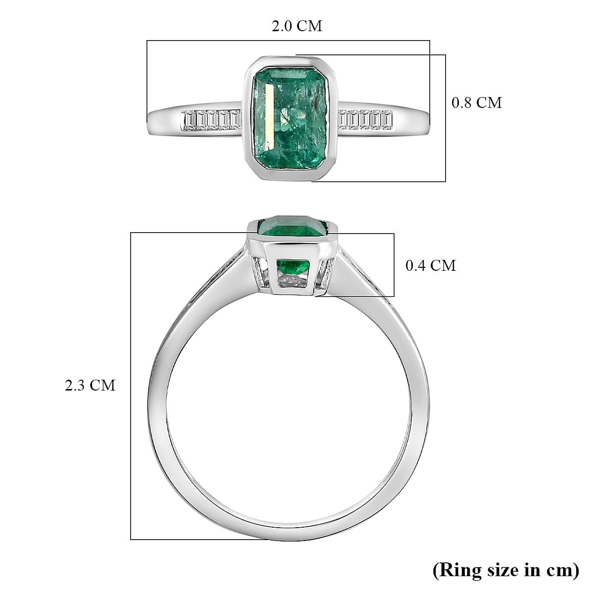 9K White Gold AA Kagem Zambian Emerald and Diamond Ring 1.08 Ct.