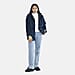 Tamsy Polyester Solid Coat - Navy