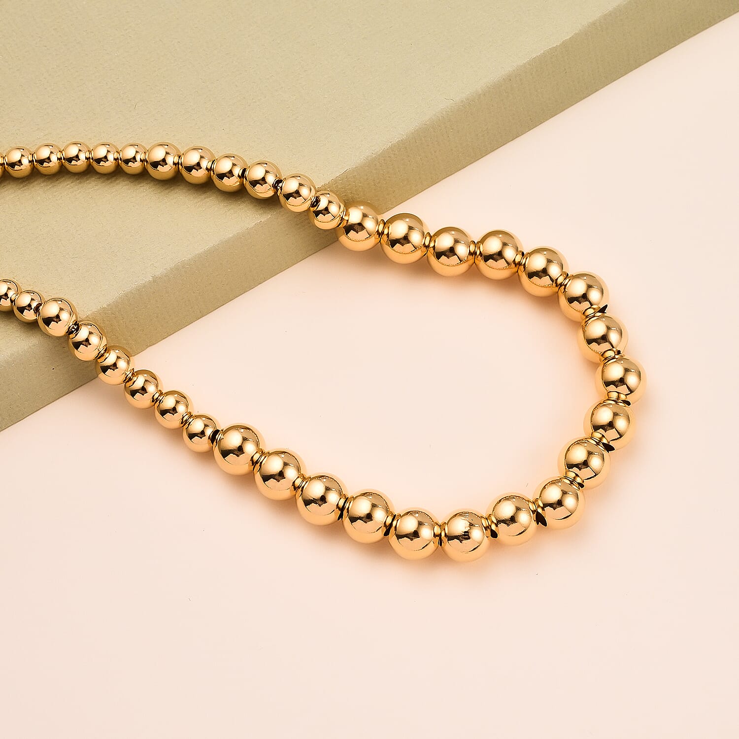 Close Out - Yellow Gold Overlay Sterling Silver Balls Necklace (Size - 17) 14.7 Grams