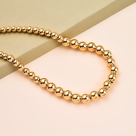 Close Out - Yellow Gold Overlay Sterling Silver Balls Necklace (Size - 17) 14.7 Grams
