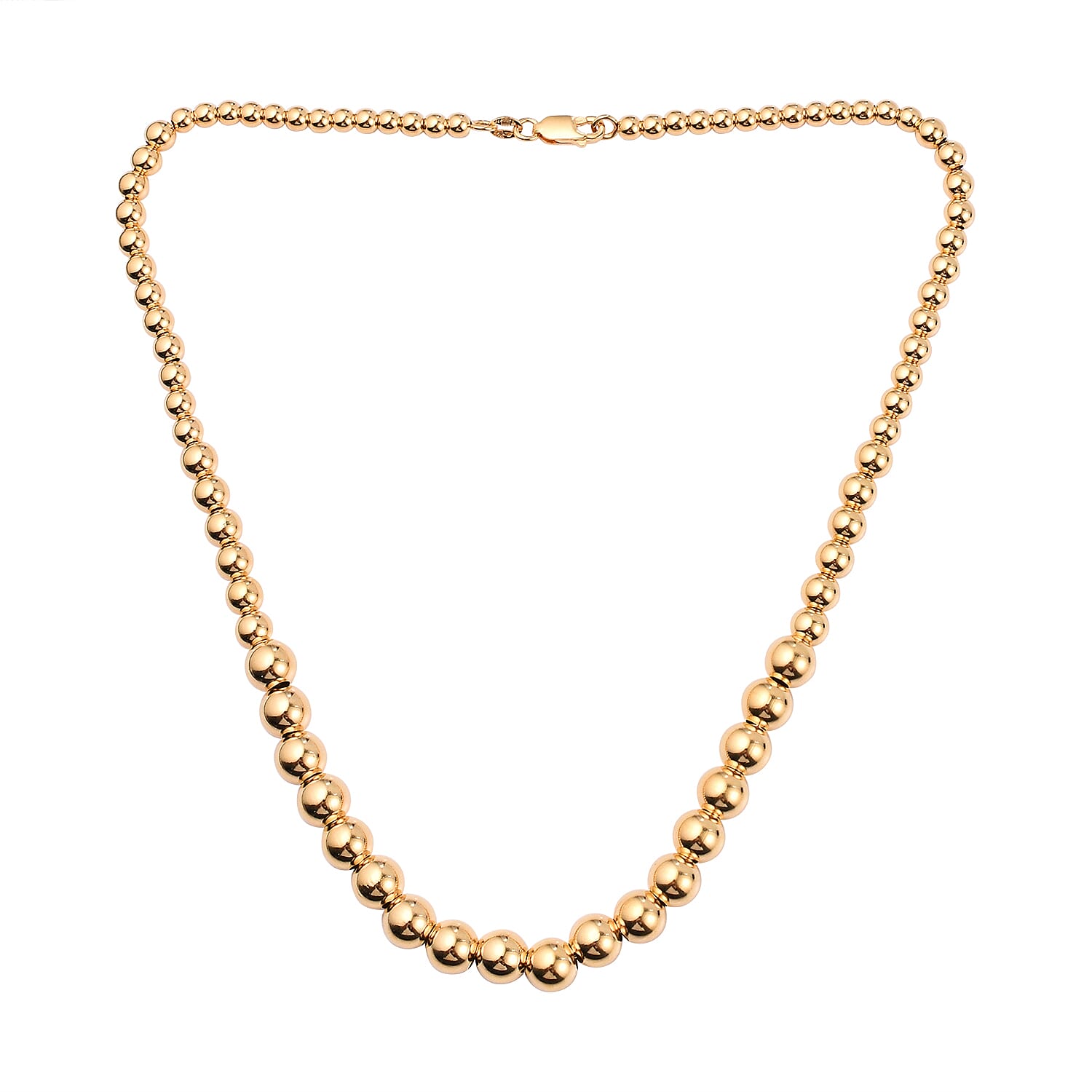 Close Out - Yellow Gold Overlay Sterling Silver Balls Necklace (Size - 17) 14.7 Grams