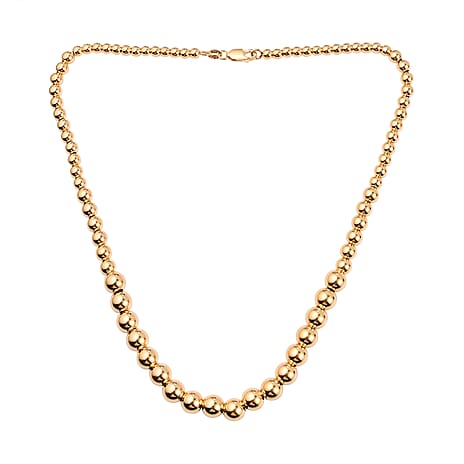 Close Out - Yellow Gold Overlay Sterling Silver Balls Necklace (Size - 17) 14.7 Grams
