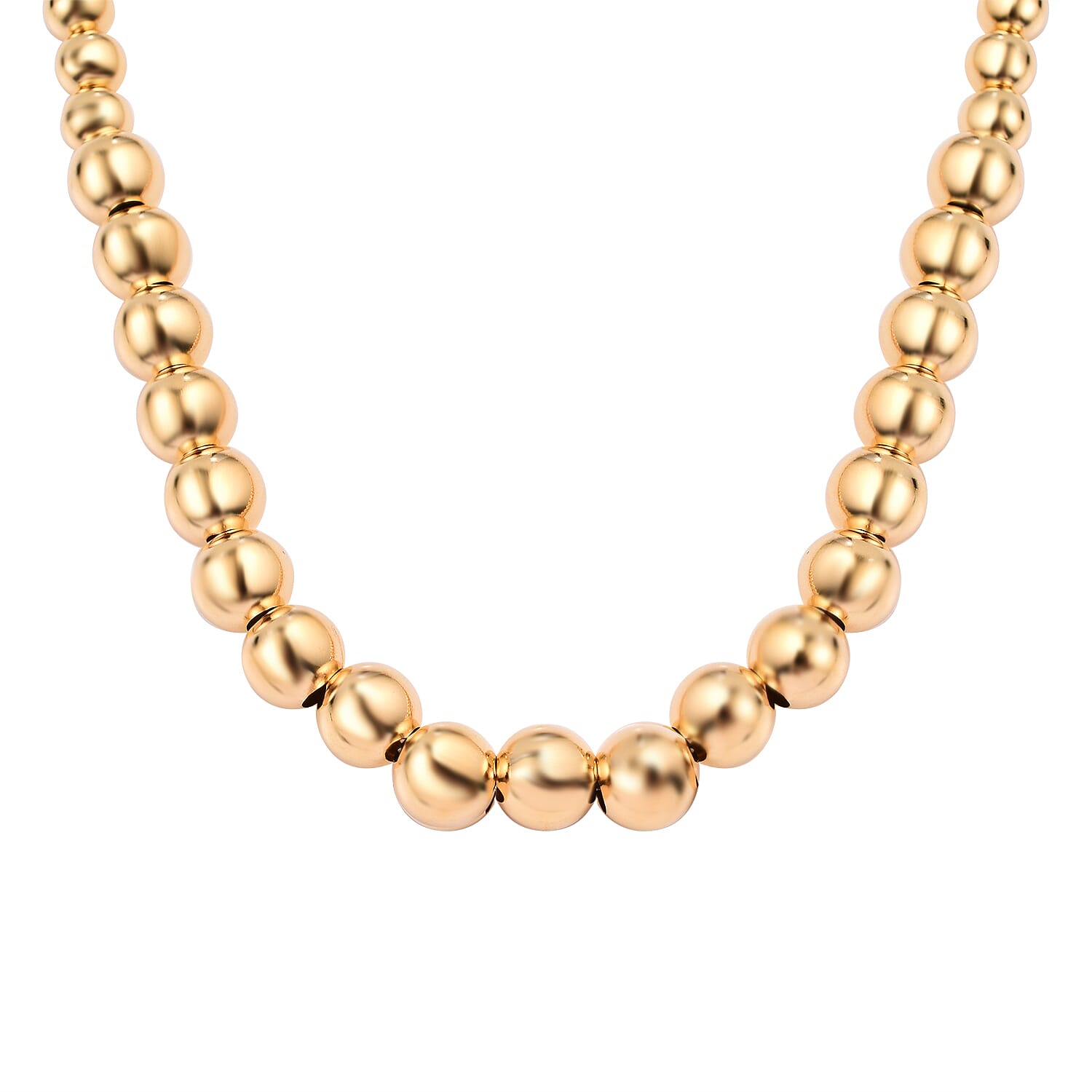 Close Out - Yellow Gold Overlay Sterling Silver Balls Necklace (Size - 17) 14.7 Grams