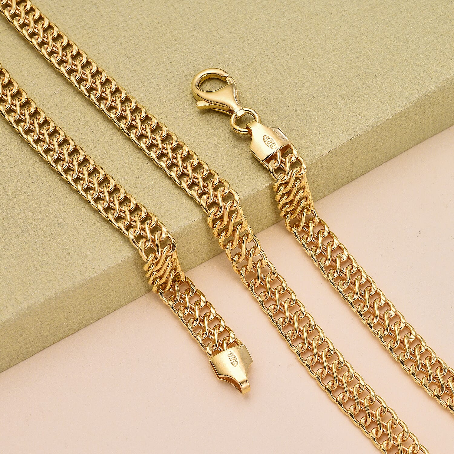 Hatton Garden Close Out Deal- Yellow Gold Overlay Sterling Silver Infinity Link Necklace (Size - 18) with Lobster Clasp, Silver Wt. 17.00 Gms