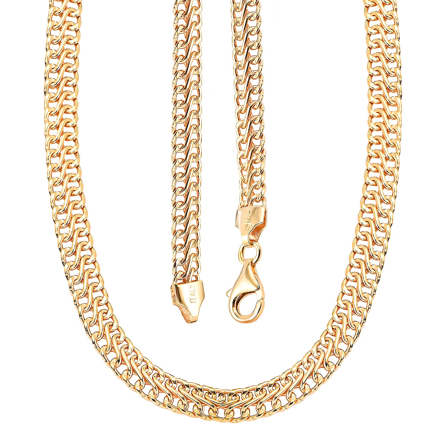 Hatton Garden Close Out Deal- Yellow Gold Overlay Sterling Silver Infinity Link Necklace (Size - 18) with Lobster Clasp, Silver Wt. 17.00 Gms