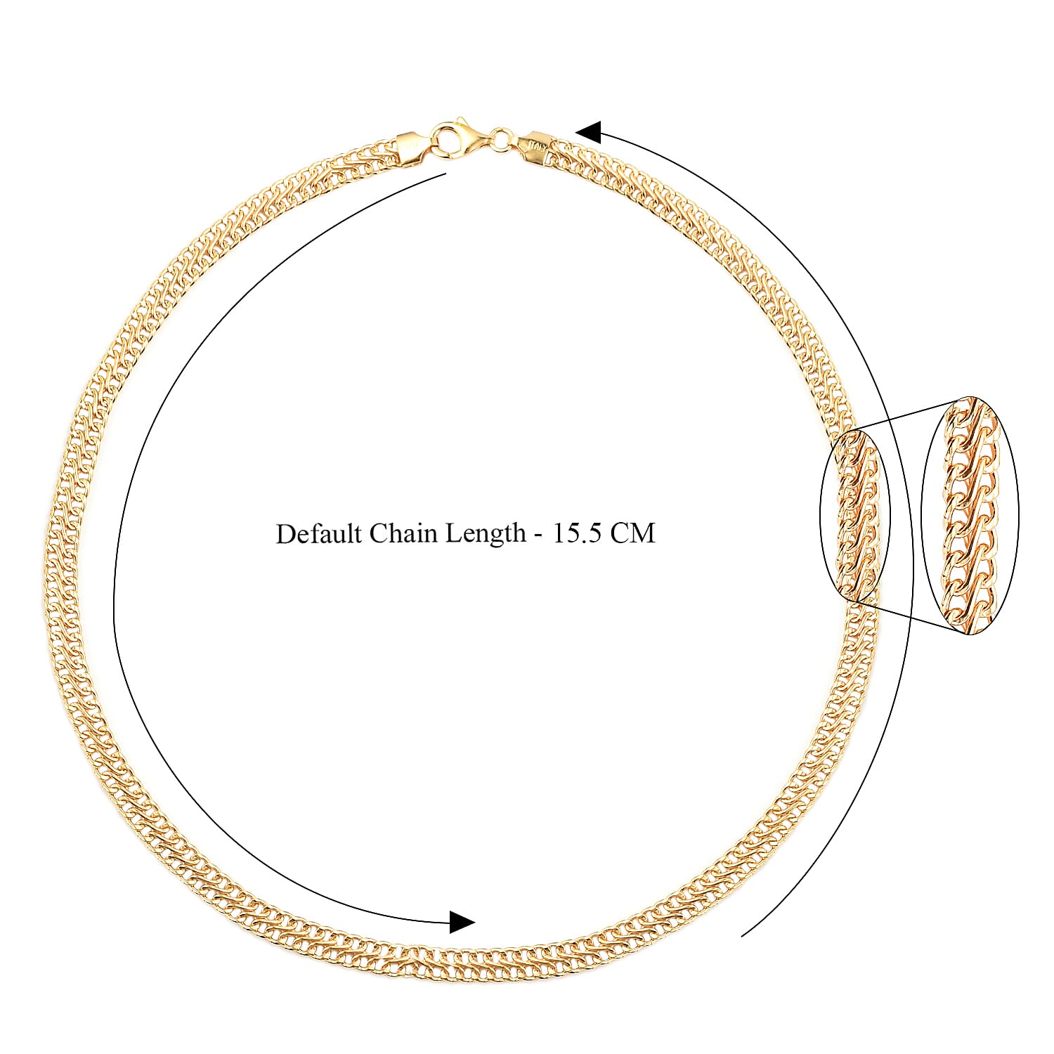 Hatton Garden Close Out Deal- Yellow Gold Overlay Sterling Silver Infinity Link Necklace (Size - 18) with Lobster Clasp, Silver Wt. 17.00 Gms