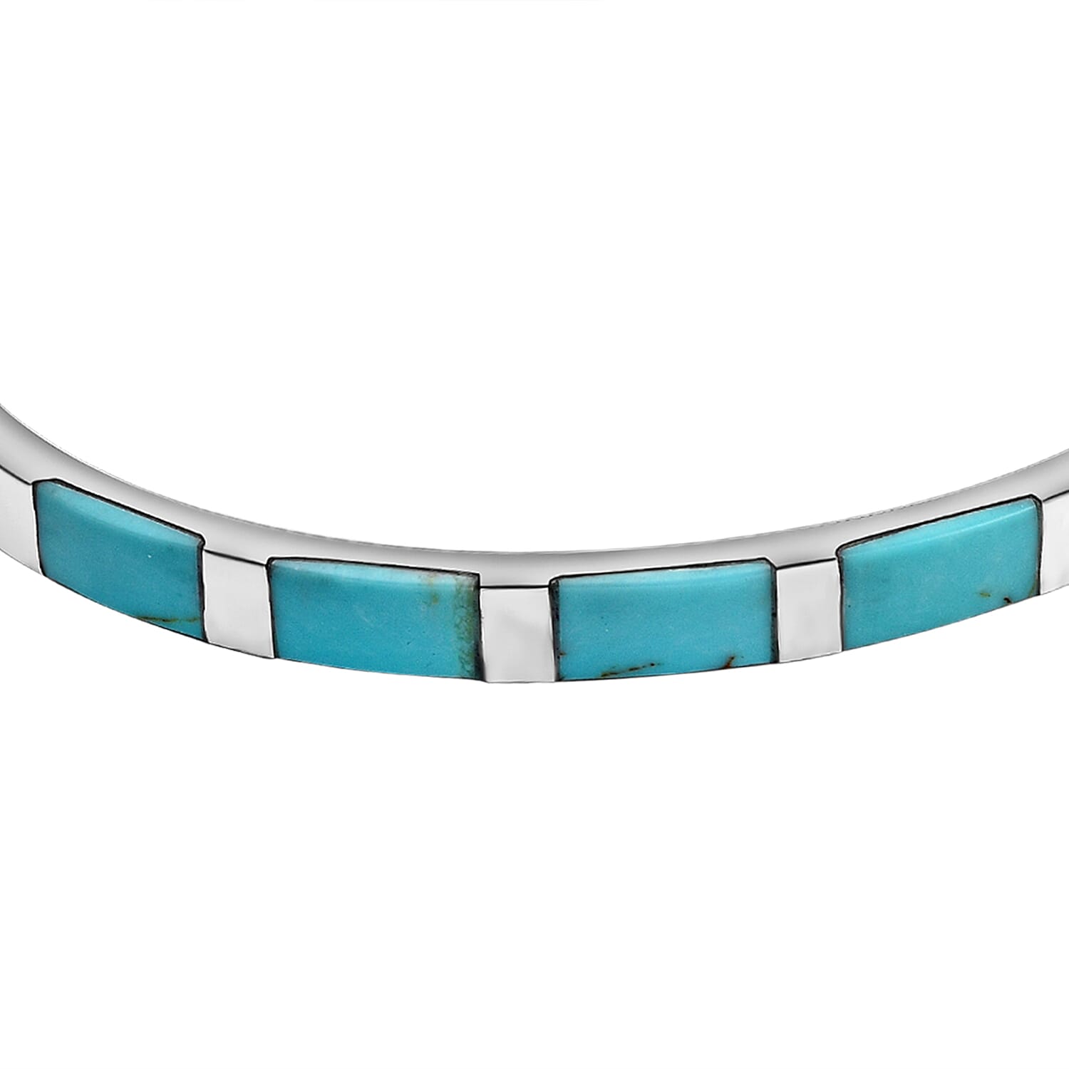 Close Out- Rhodium Overlay Sterling Silver Turquoise Bangle