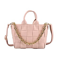 PU Geometrical Convertible Crossbody Bag with Metal Chain Handdrop - Orange