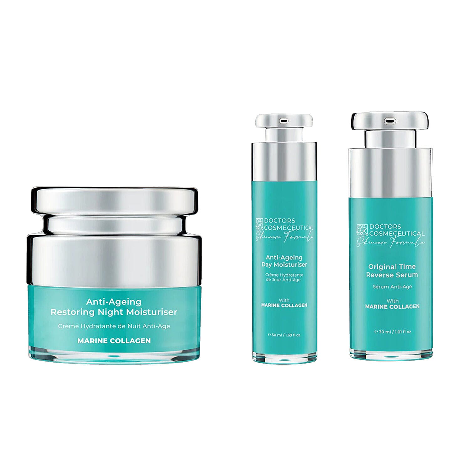 Doctors Formula- Magical Marine Collagen (Incl. Marine Collagen Anti-Ageing Day Moisturiser - 50ml, Marine Collagen Anti-Ageing Night Moisturiser - 50ml, Marine Collagen Original Time Reverse Serum -