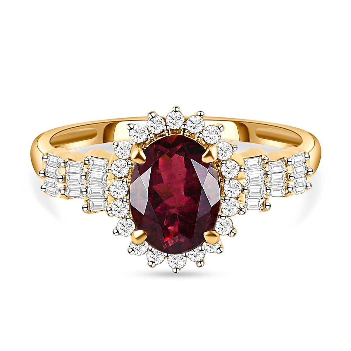 9K Yellow Gold Rubellite and Diamond Ring 1.57 Ct.