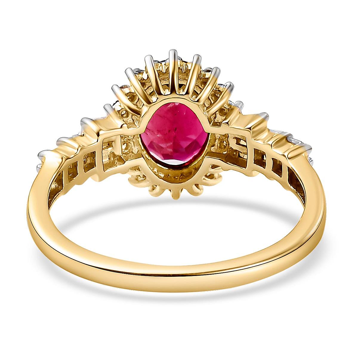 9K Yellow Gold Rubellite and Diamond Ring 1.57 Ct.