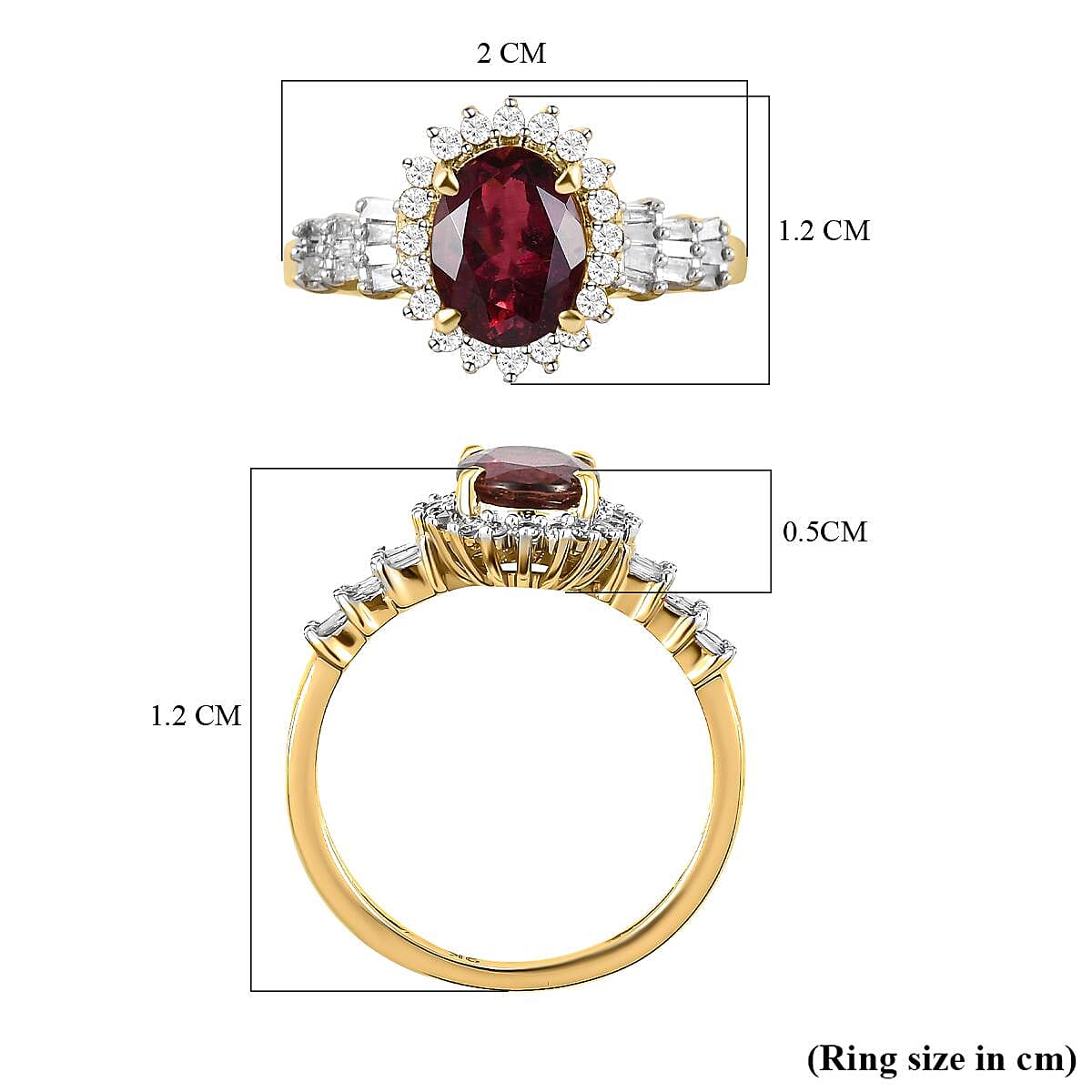 9K Yellow Gold Rubellite and Diamond Ring 1.57 Ct.