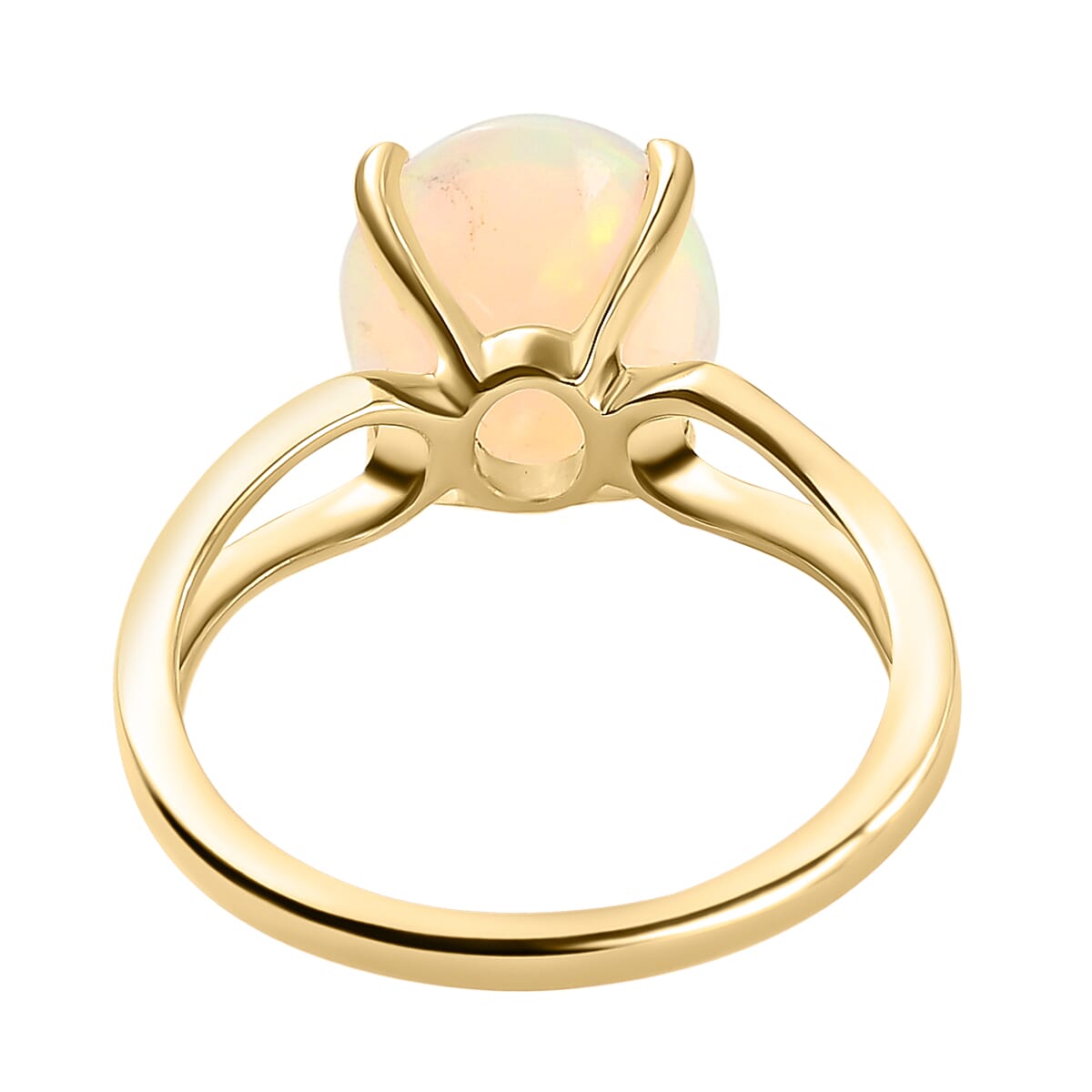 9K Yellow Gold Premium Ethiopian Welo Opal Solitaire Ring 2.50 Ct.