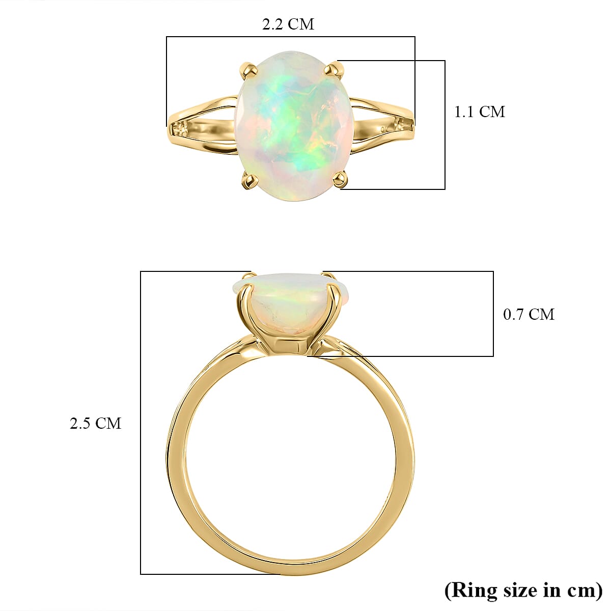 9K Yellow Gold Premium Ethiopian Welo Opal Solitaire Ring 2.50 Ct.