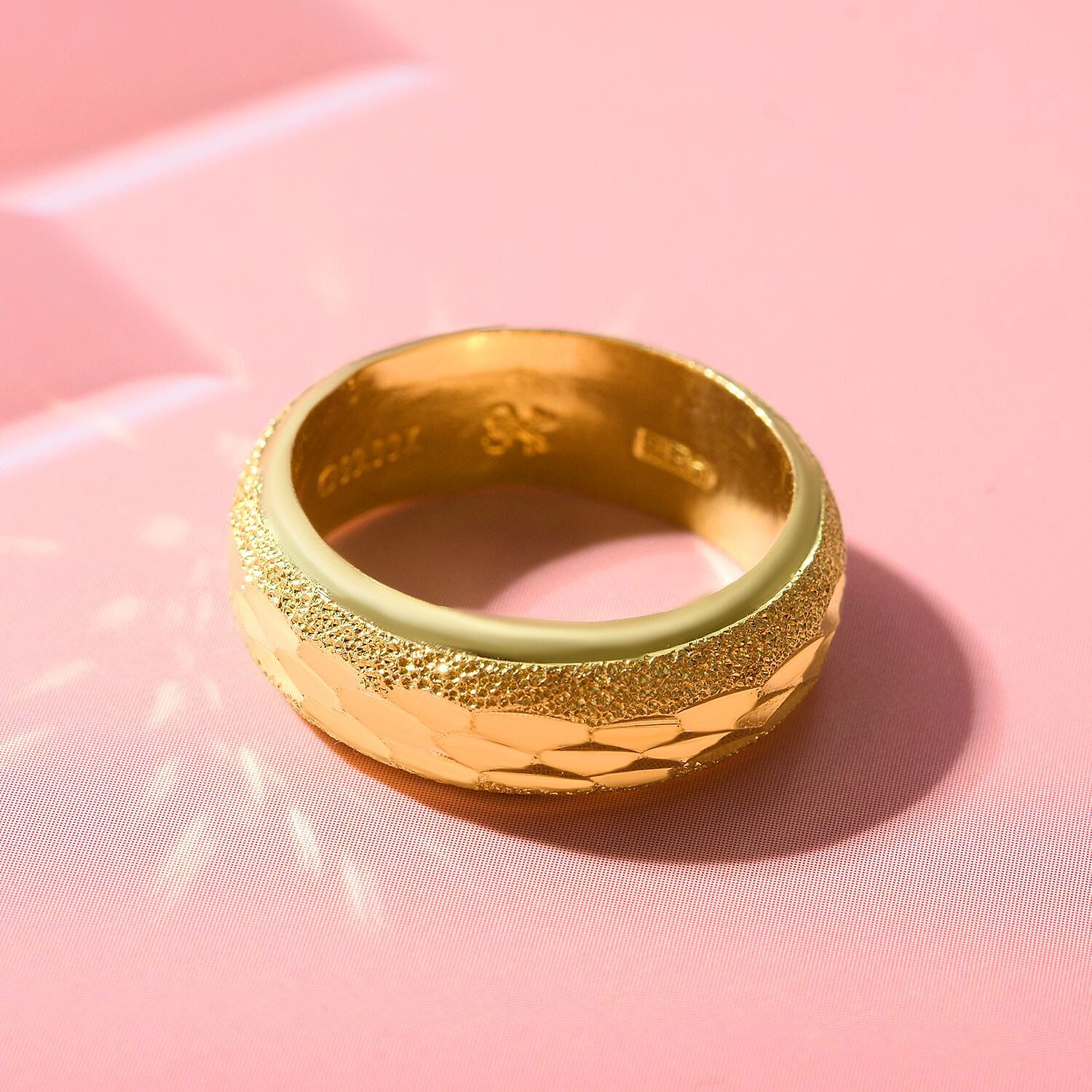 24K Yellow Gold Diamond Cut Ring, Gold Wt 3.80 Gms.