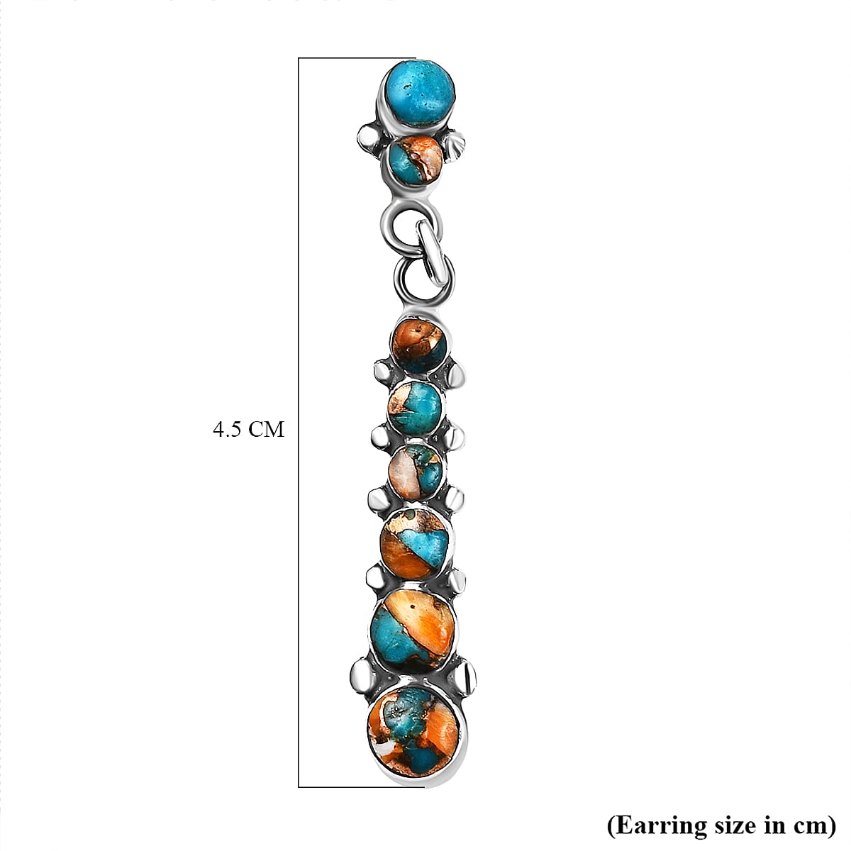 Santa Fe Collection - Spiny Turquoise Dangling Earrings with Plastic Push Back Sterling Silver 1.63 Ct.