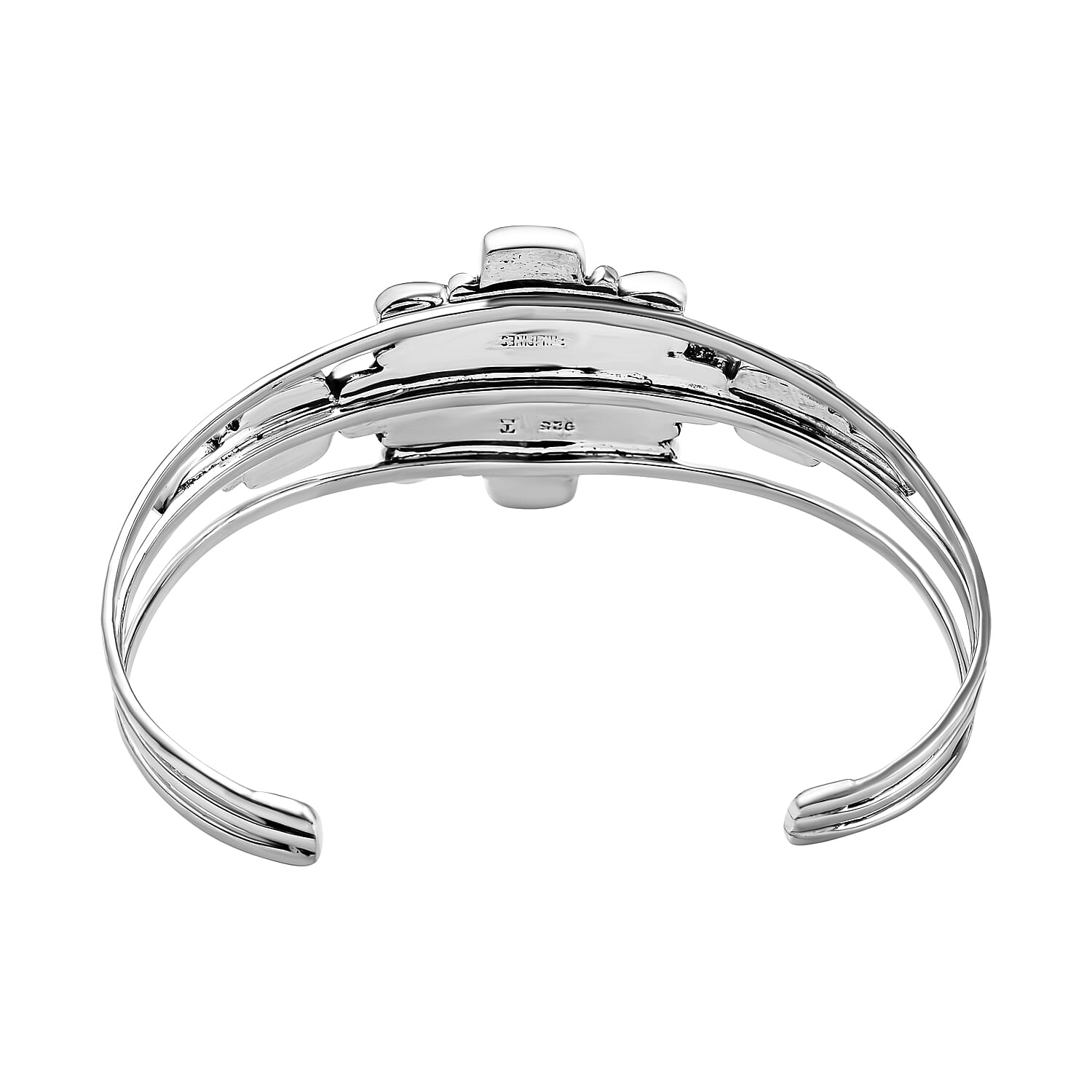 Santa Fe Collection - Kingman Turquoise Cuff Bangle (Size 6.5) in Sterling Silver 15.00 Ct, Silver Wt. 20.00 Gms