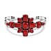 Santa Fe Collection - Red Spiny Oyster Shell Cuff Bangle (Size 6.5) in Sterling Silver 15.00Ct, Silver Wt.20.00 Gms