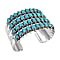 Santa Fe Collection - Turquoise Cuff Bangle (Size 7) in Sterling Silver 20.00 Ct, Silver Wt. 50.00 Gms