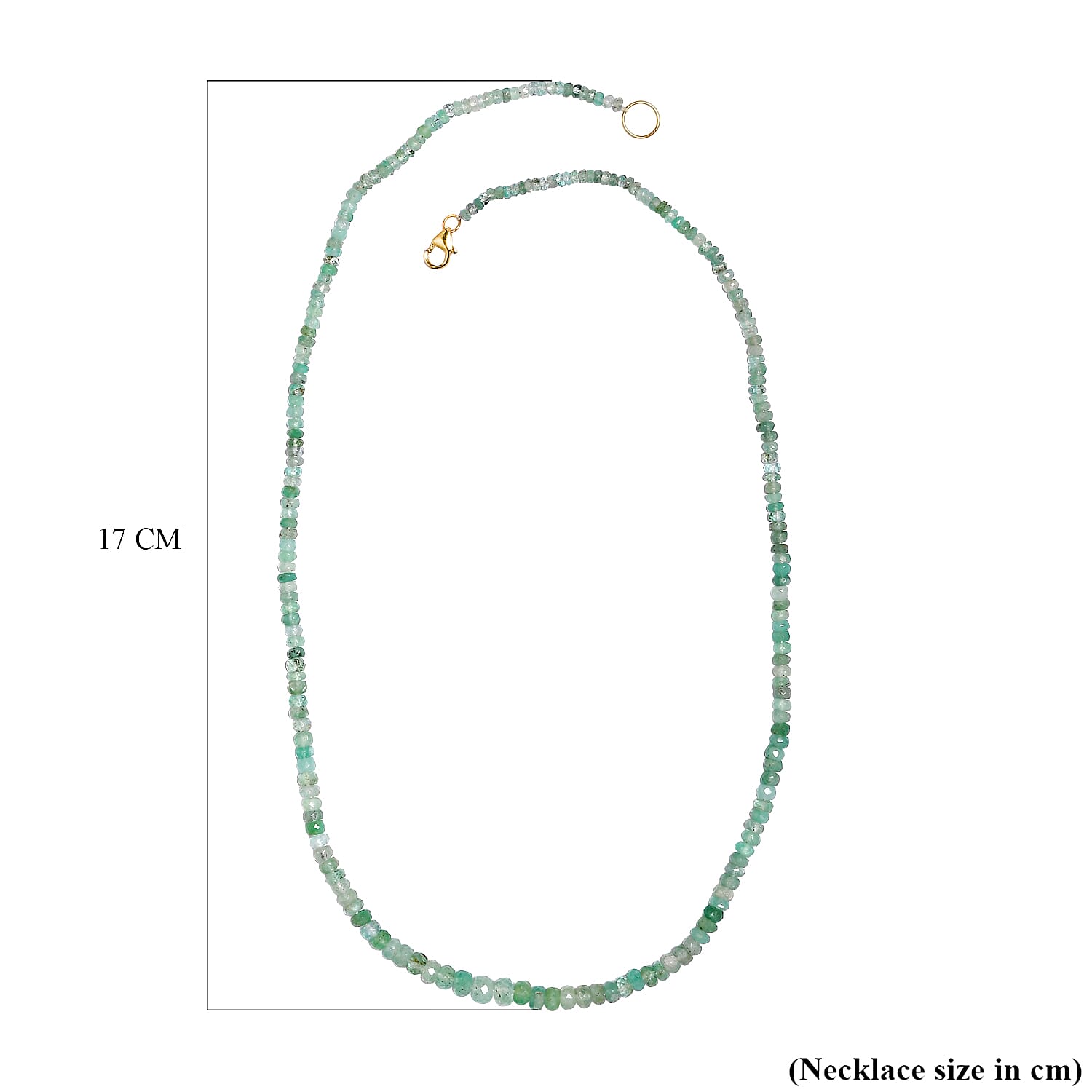 Closeout - 10K Yellow Gold Boyaca Colombian Emerald Beads Necklace (Size - 18) 39.00 Ct.